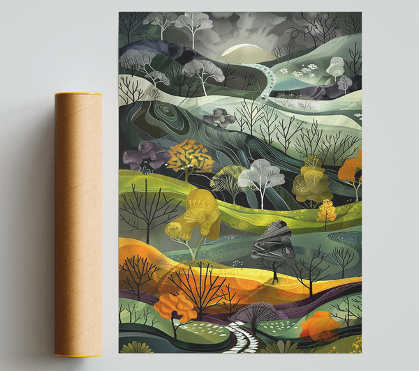 Golden Hillscape Dreamscape Print