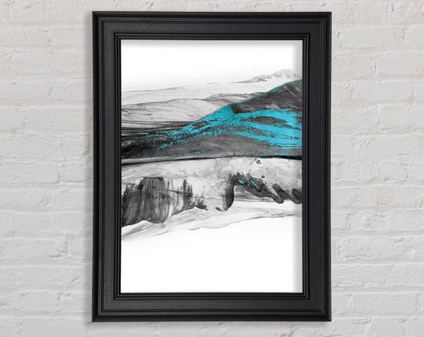 Blue  Black And White Abstract Framed Print