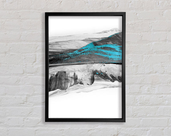 Blue  Black And White Abstract Framed Print
