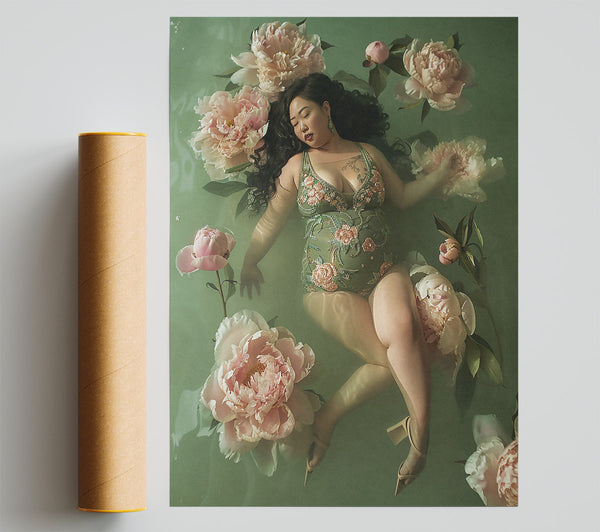 Green Floral Bloom Print