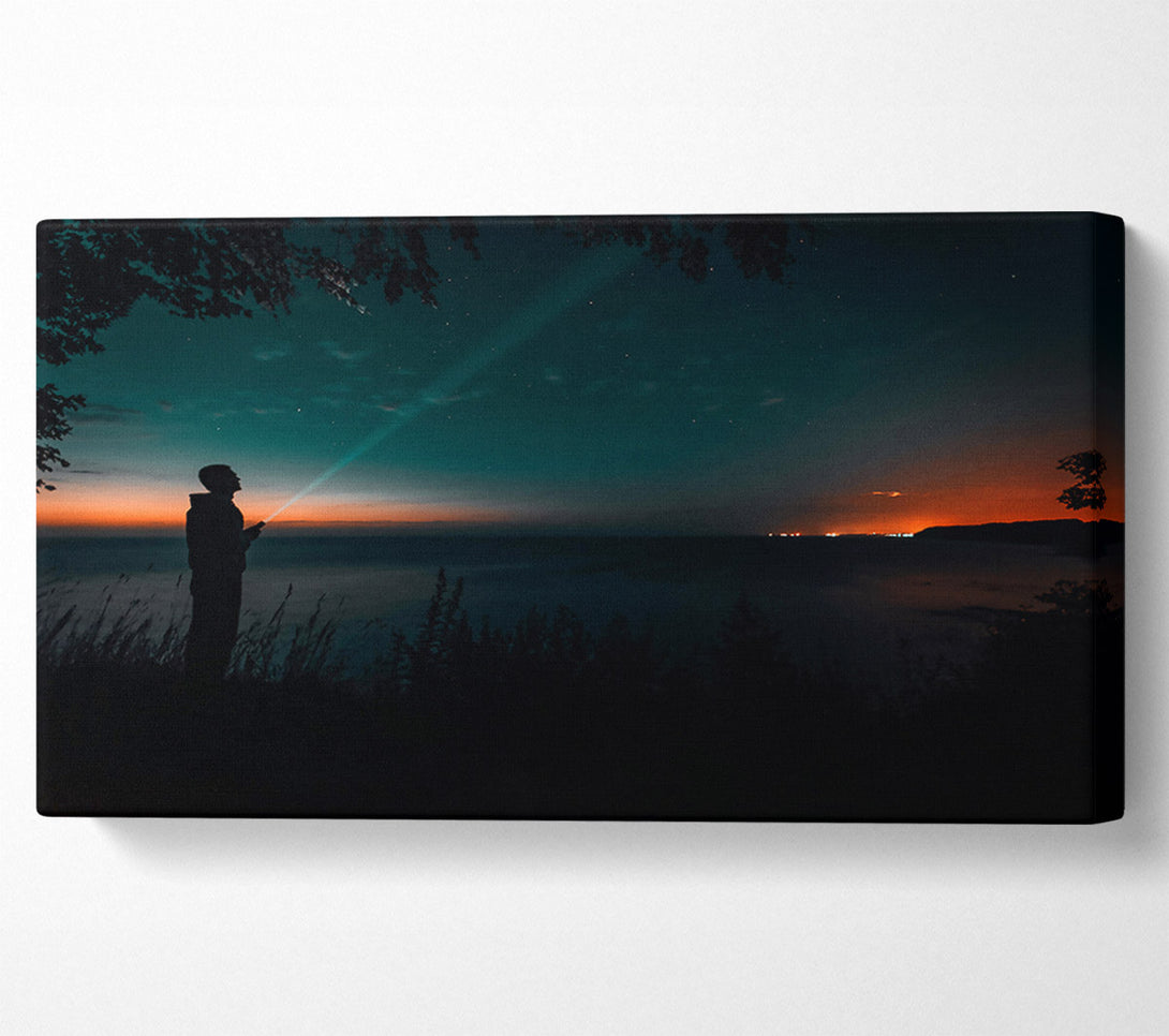  A Canvas Print of Teal Night Sky Canvas Wall Art