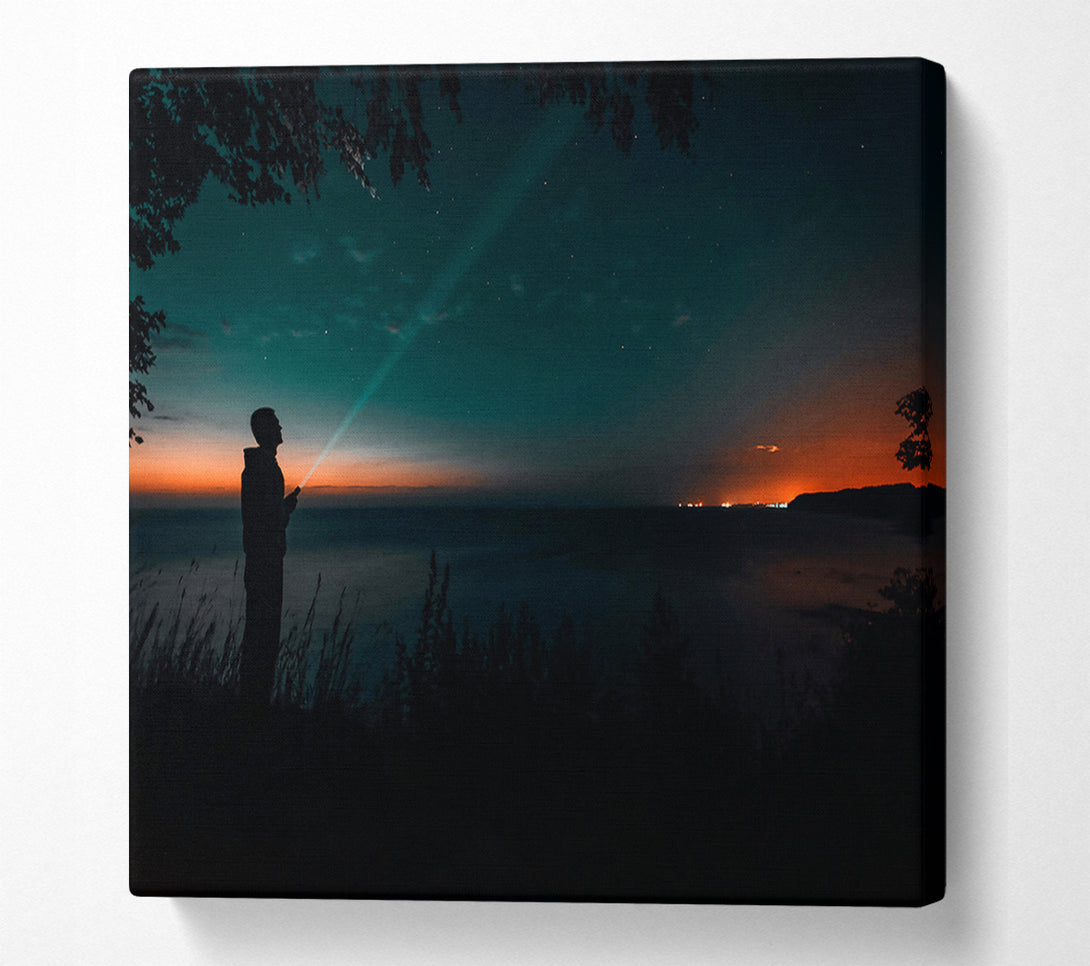  A Canvas Print of Teal Night Sky Canvas Wall Art