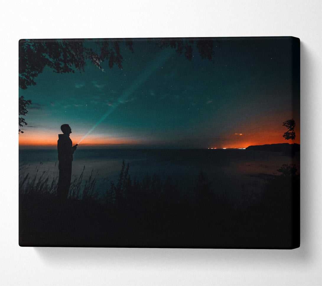  A Canvas Print of Teal Night Sky Canvas Wall Art