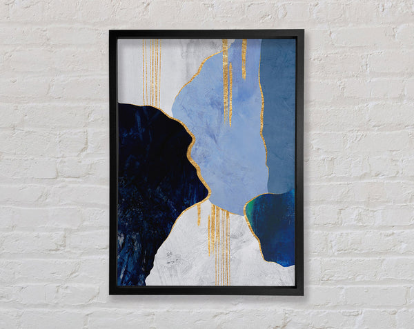 Blue  Gold And White Abstract Framed Print