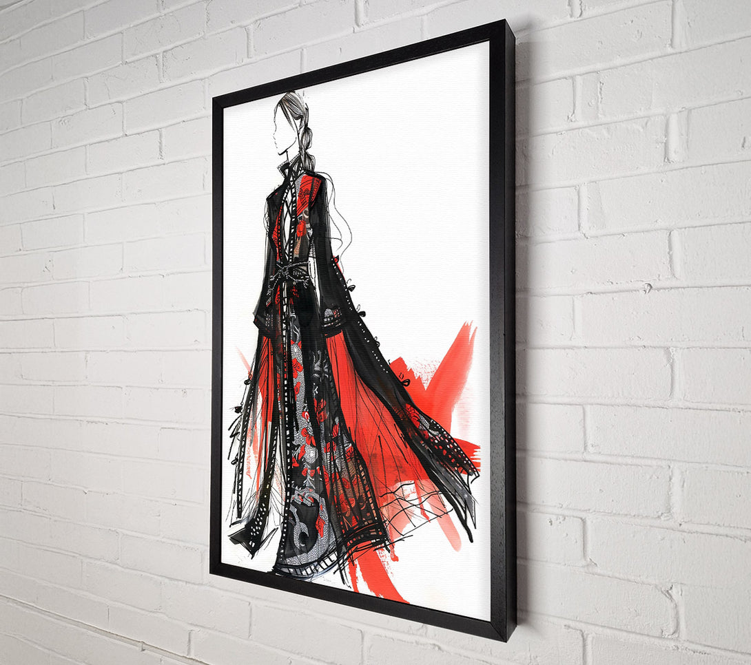  A Canvas Print of Crimson Fashion Sketch Canvas Wall Art