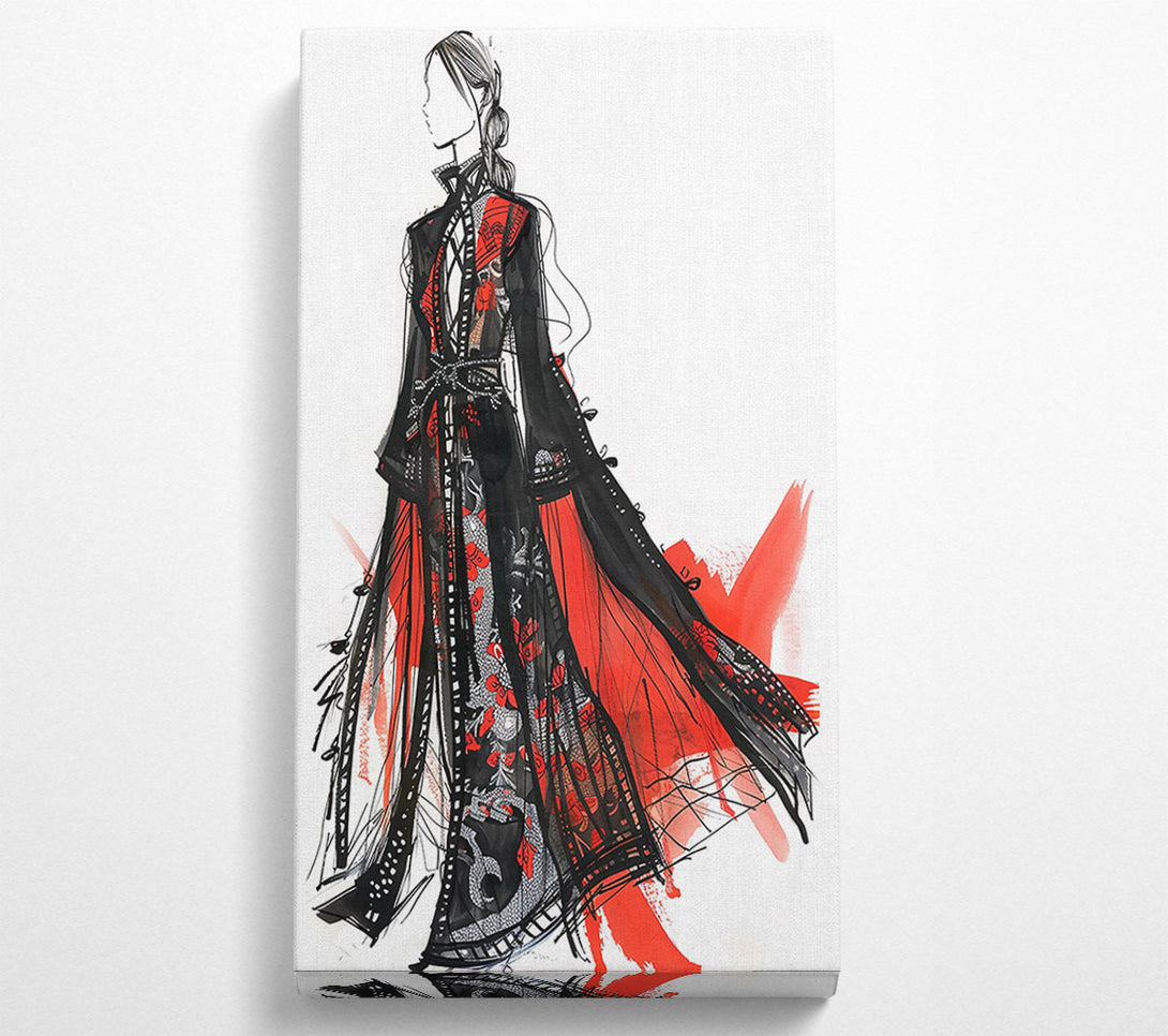  A Canvas Print of Crimson Fashion Sketch Canvas Wall Art