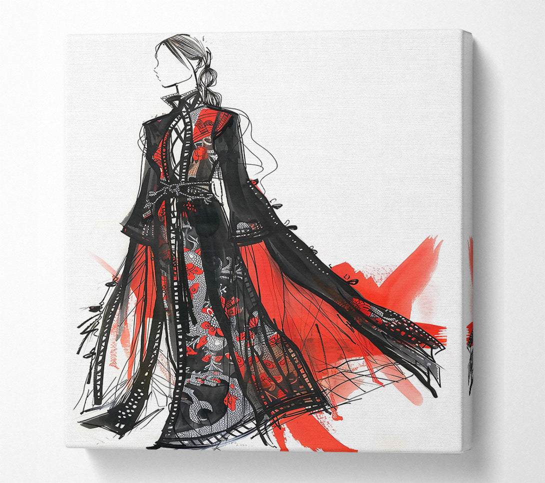  A Canvas Print of Crimson Fashion Sketch Canvas Wall Art