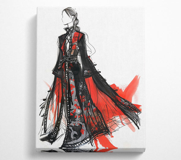  A Canvas Print of Crimson Fashion Sketch Canvas Wall Art