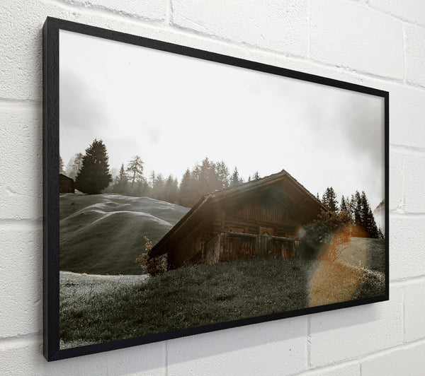 Golden Cabin In Fog