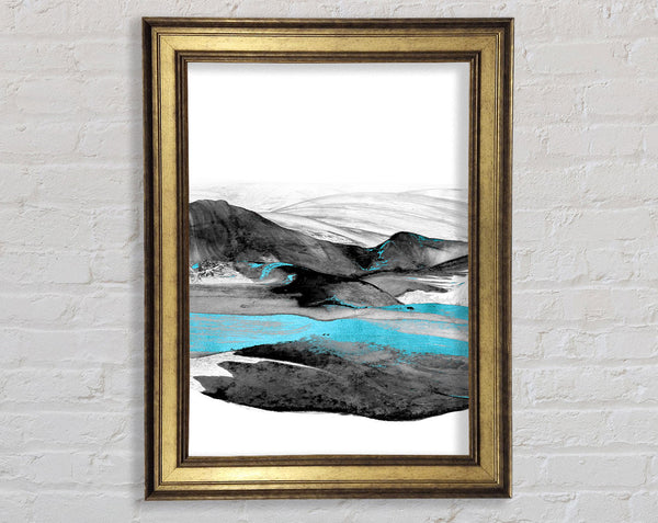 Blue  Grey And White Swirl Pattern Framed Print