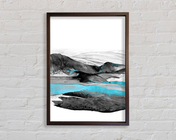 Blue  Grey And Walnut Swirl Pattern Framed Print