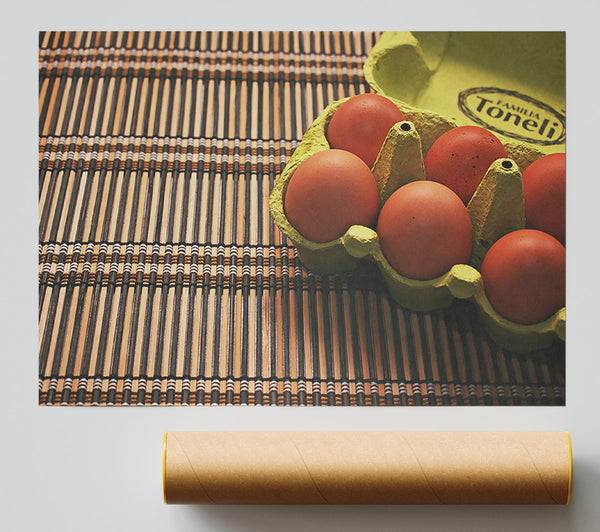 Brown Eggs On Bamboo Giclee Print