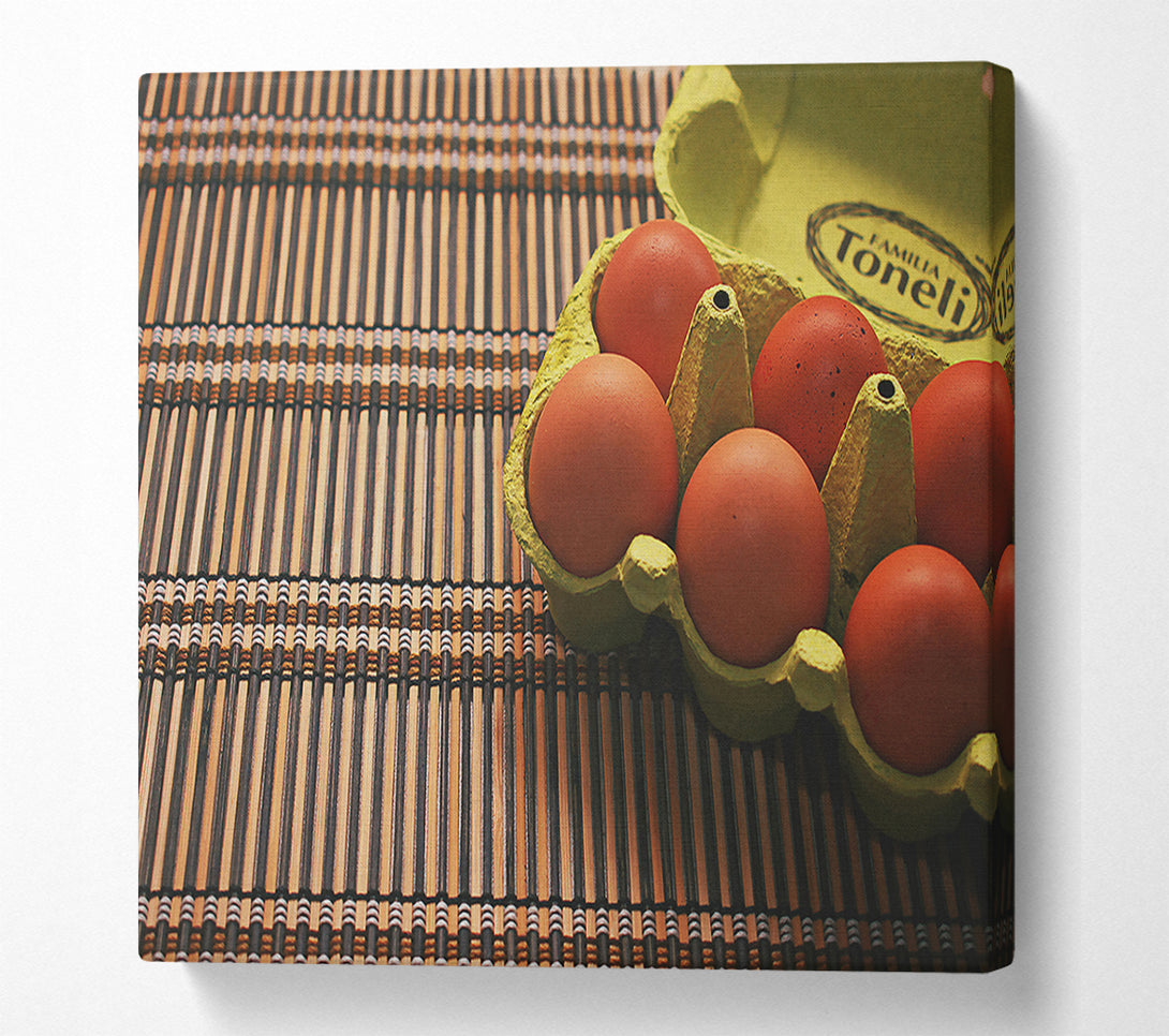  A Canvas Print of Brown Eggs On Bamboo Canvas Art