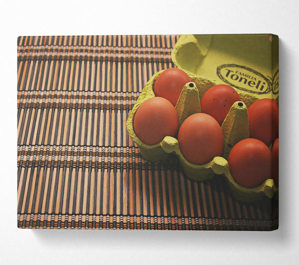  A Canvas Print of Brown Eggs On Bamboo Canvas Art