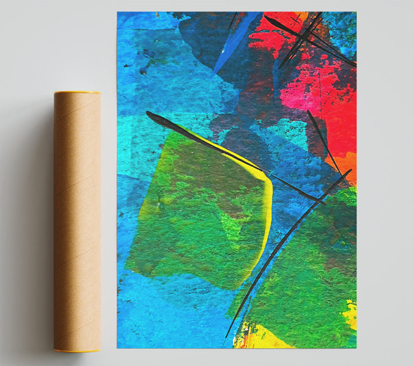 Blue Green Abstract Print