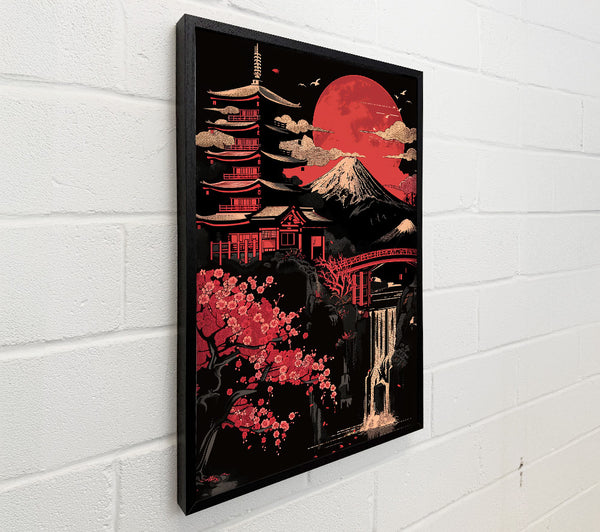 Crimson Japanese Landscape