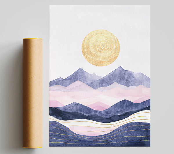 Golden Sun Over Blue Peaks Print