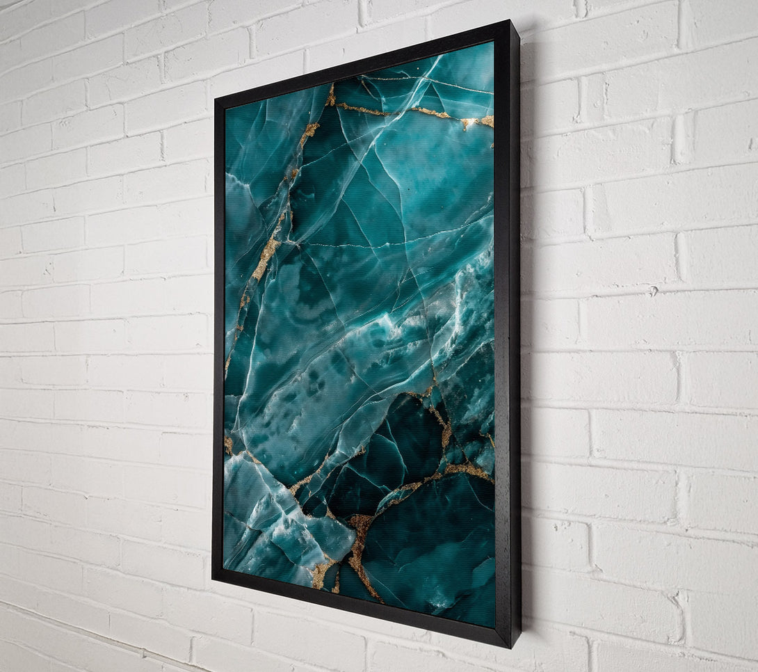  A Canvas Print of Teal Veined Marble Canvas Print