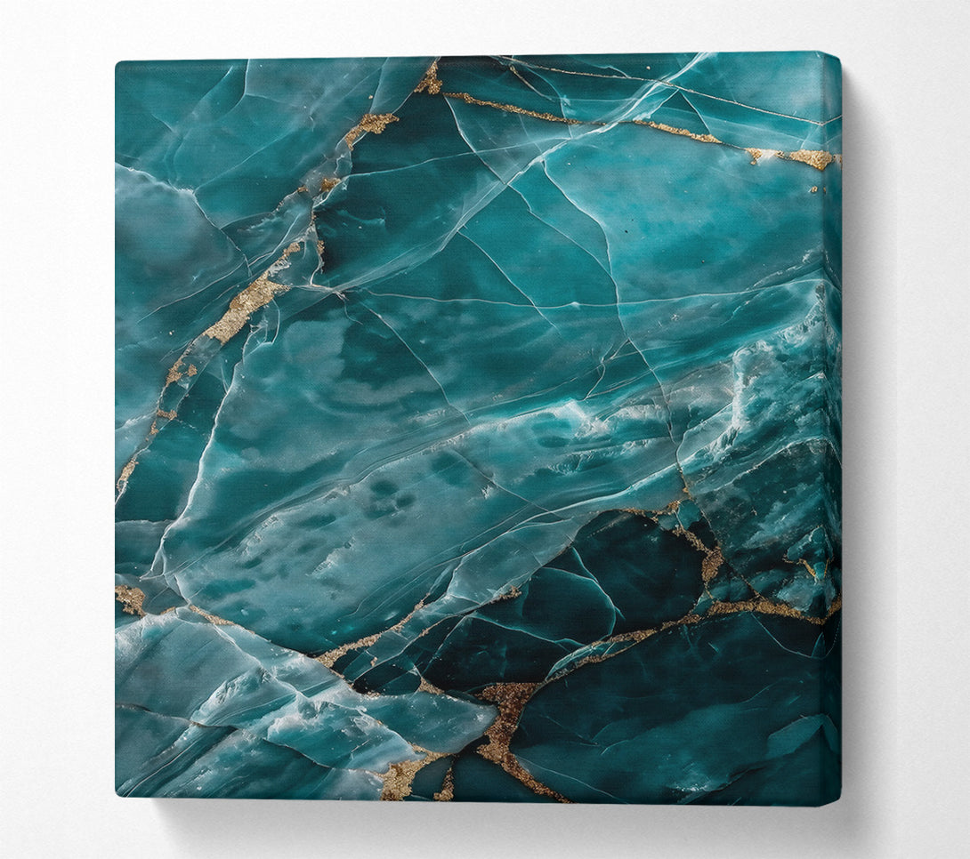  A Canvas Print of Teal Veined Marble Canvas Print