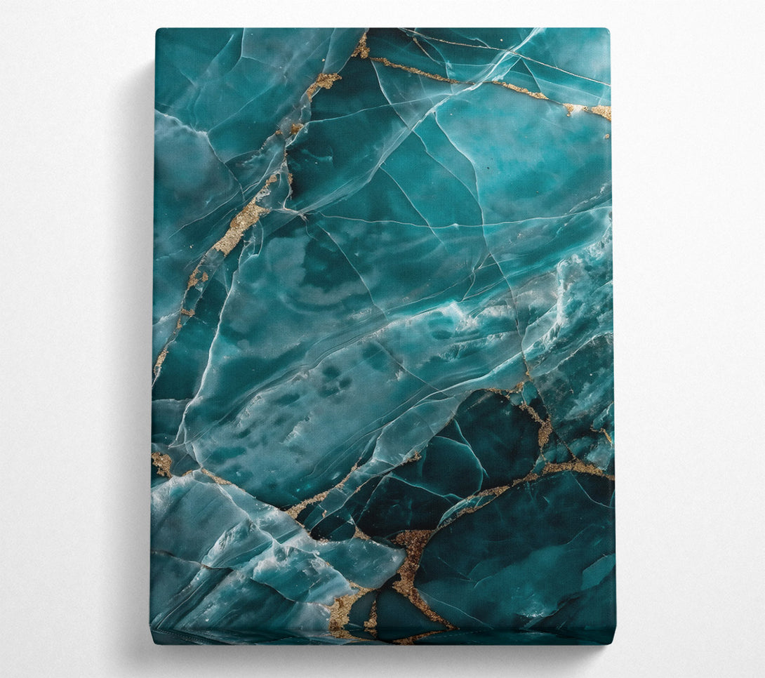  A Canvas Print of Teal Veined Marble Canvas Print