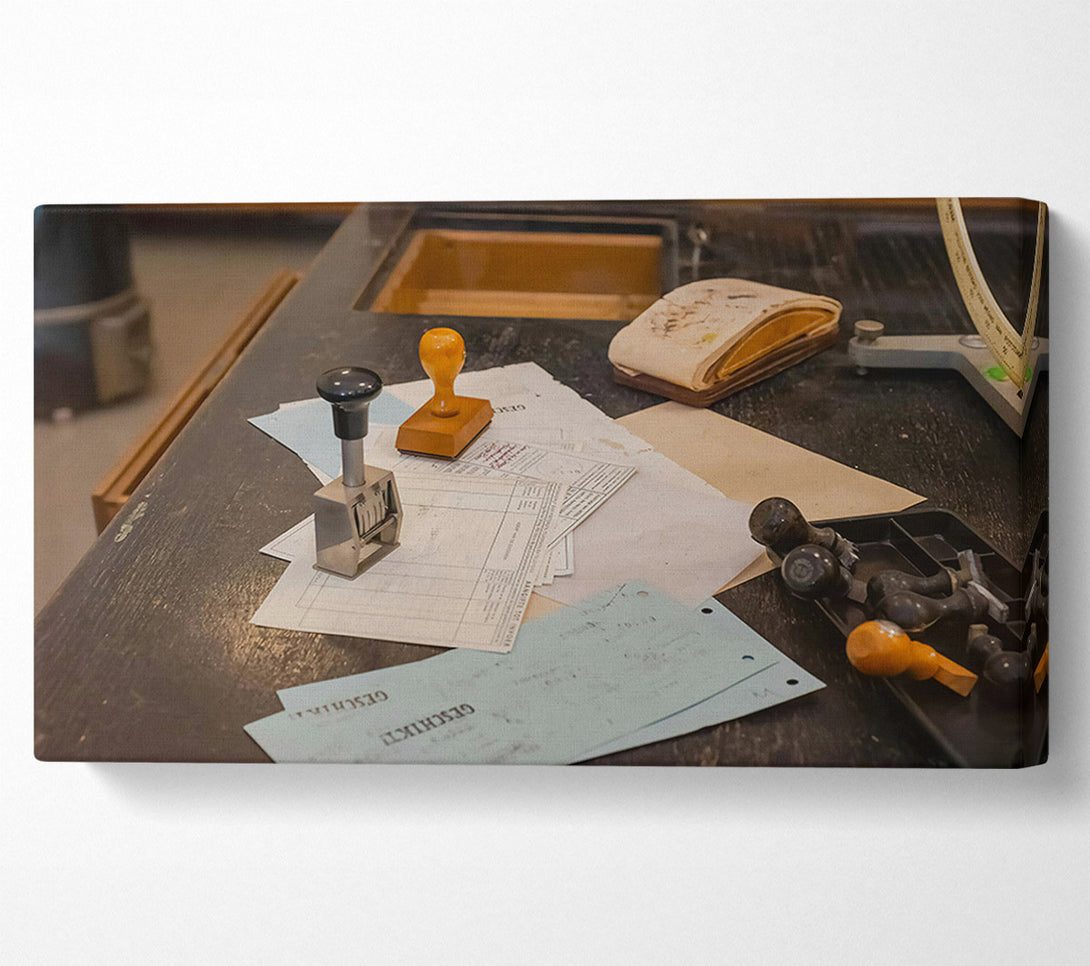  A Canvas Print of Brown Paper Stamps Canvas Print