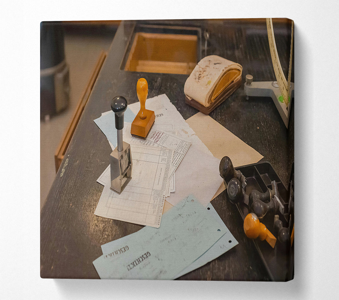  A Canvas Print of Brown Paper Stamps Canvas Print