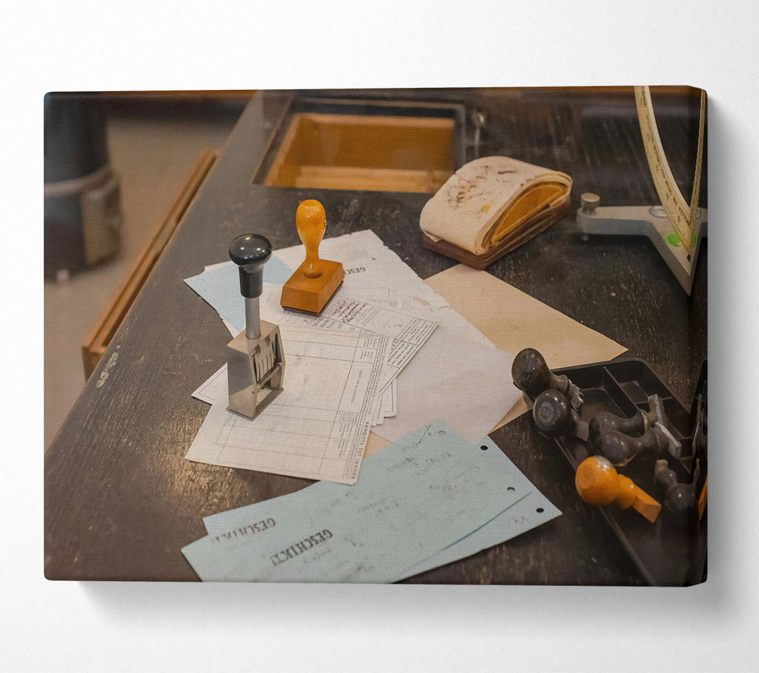  A Canvas Print of Brown Paper Stamps Canvas Print