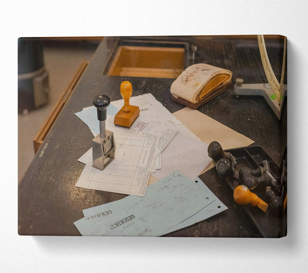 A Canvas Print of Brown Paper Stamps Canvas Print