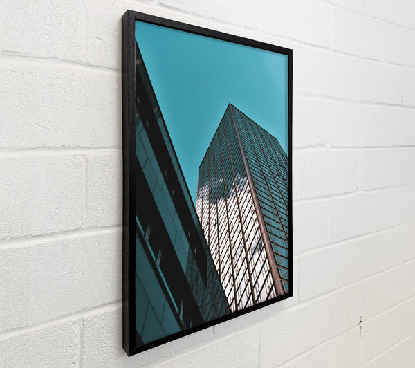 Teal Glass Cityscape