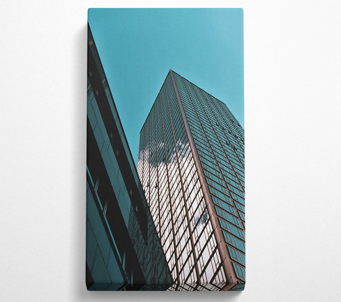  A Canvas Print of Teal Glass Cityscape Canvas Wall Art