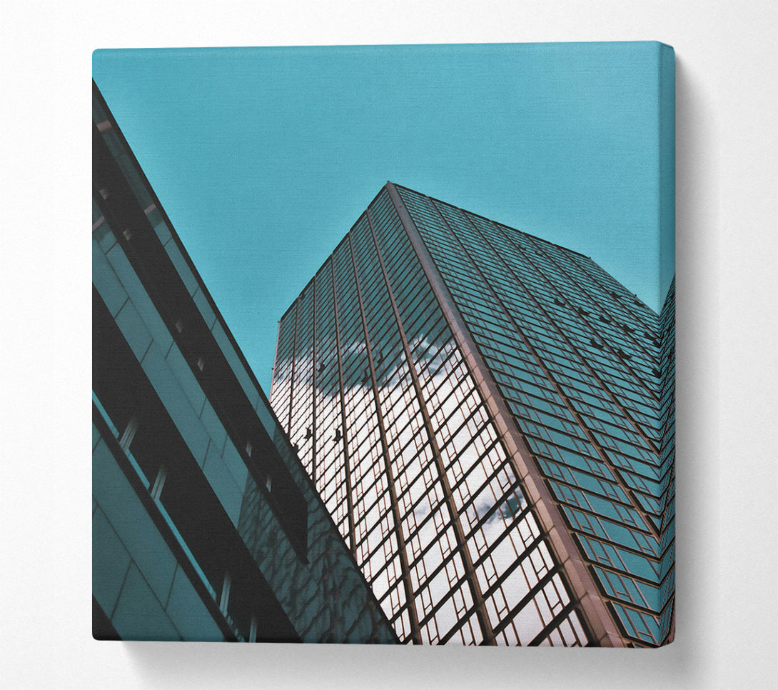  A Canvas Print of Teal Glass Cityscape Canvas Wall Art