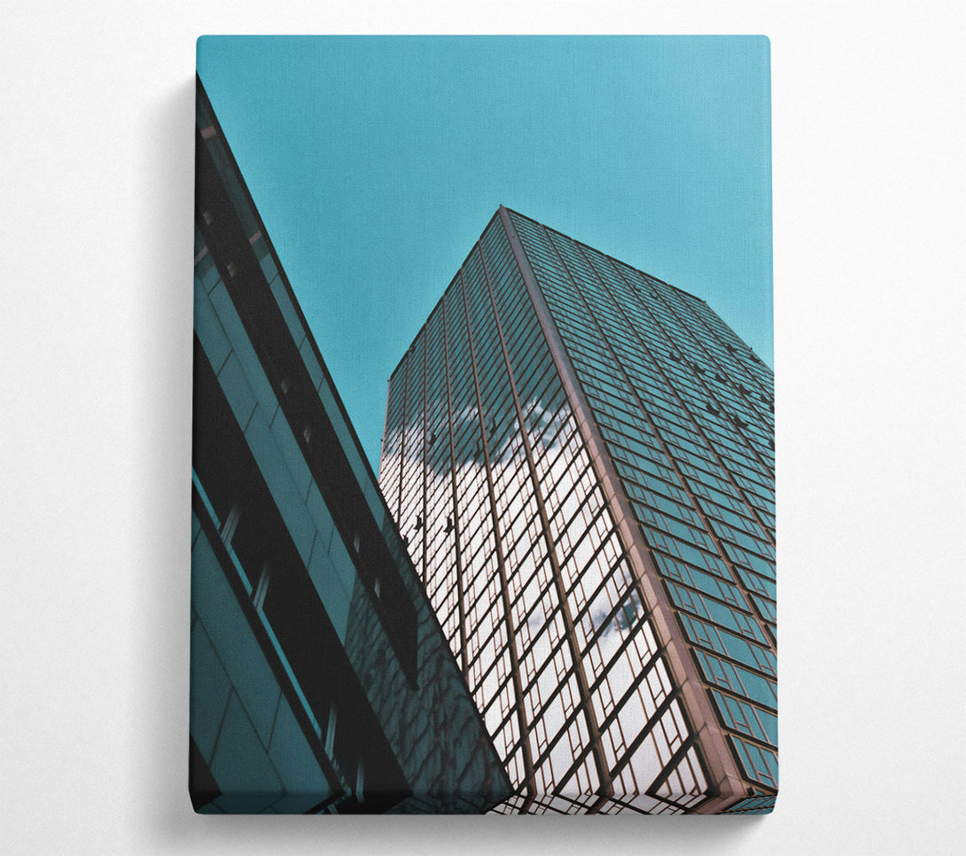  A Canvas Print of Teal Glass Cityscape Canvas Wall Art