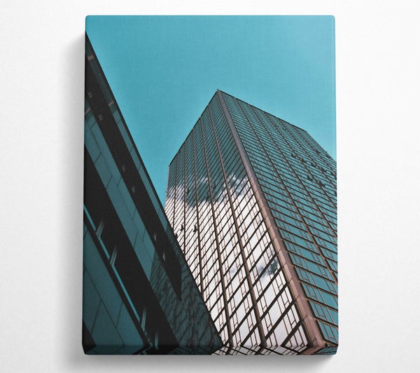  A Canvas Print of Teal Glass Cityscape Canvas Wall Art