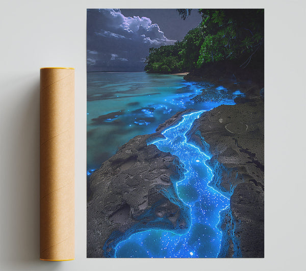 Azure Coastal Glow Print