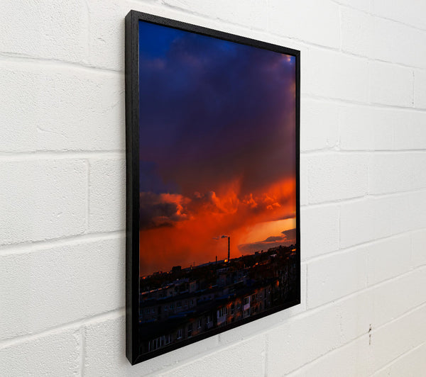 Orange Sky, Cityscape Silhouette