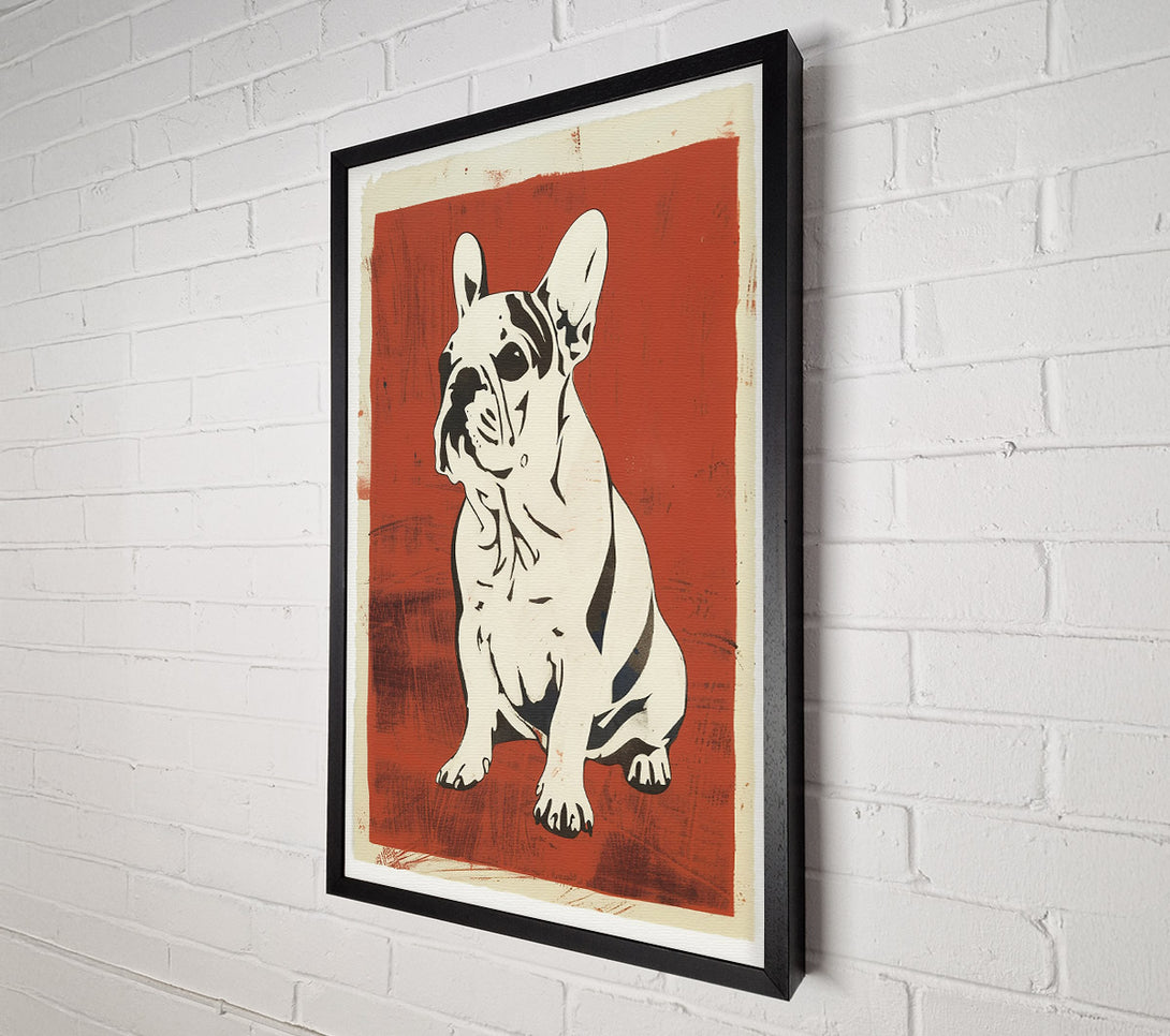  A Canvas Print of Crimson Frenchie Pose. Canvas Wall Art