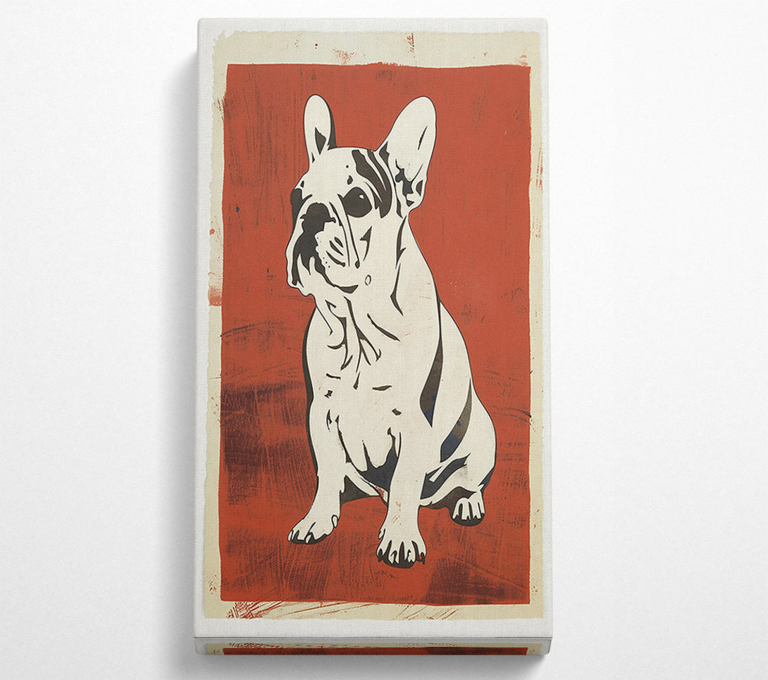  A Canvas Print of Crimson Frenchie Pose. Canvas Wall Art