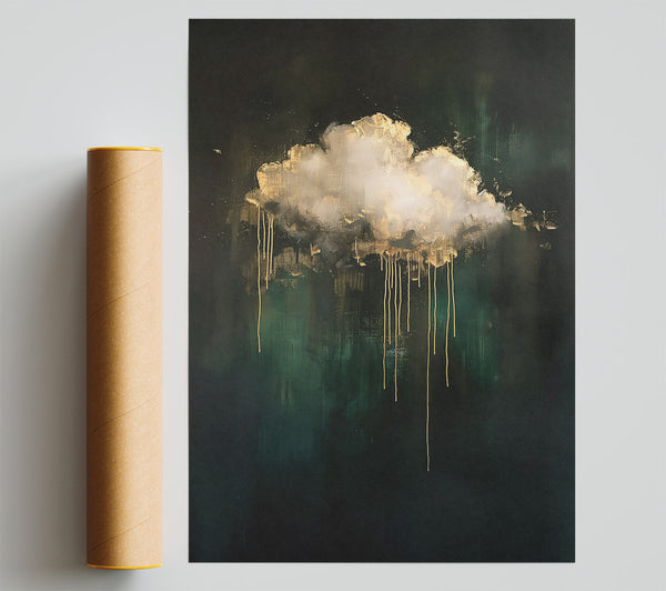 Golden Green Drips. Giclee Print