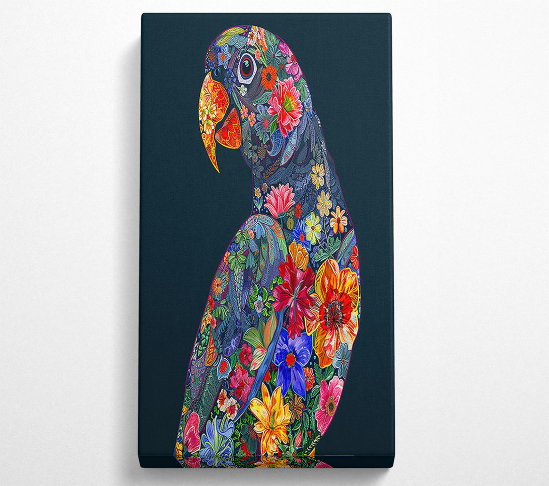  A Canvas Print of Blue Floral Parrot Canvas Wall Art