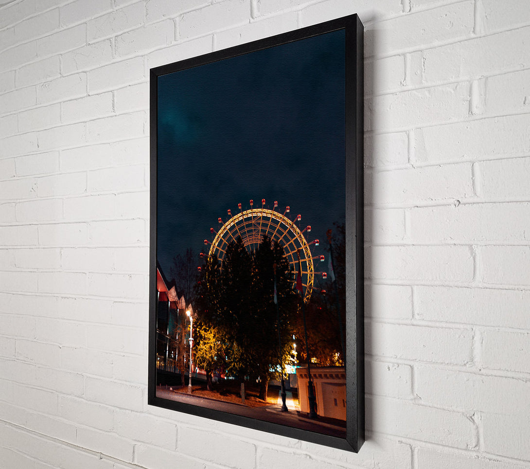  A Canvas Print of Golden Ferris Wheel Night Canvas Print