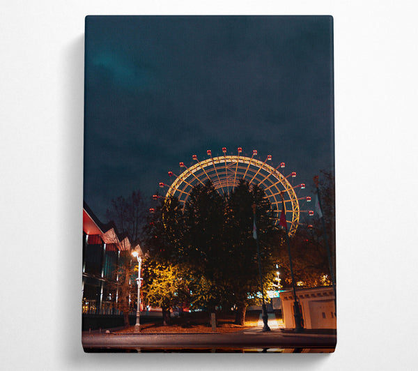  A Canvas Print of Golden Ferris Wheel Night Canvas Print