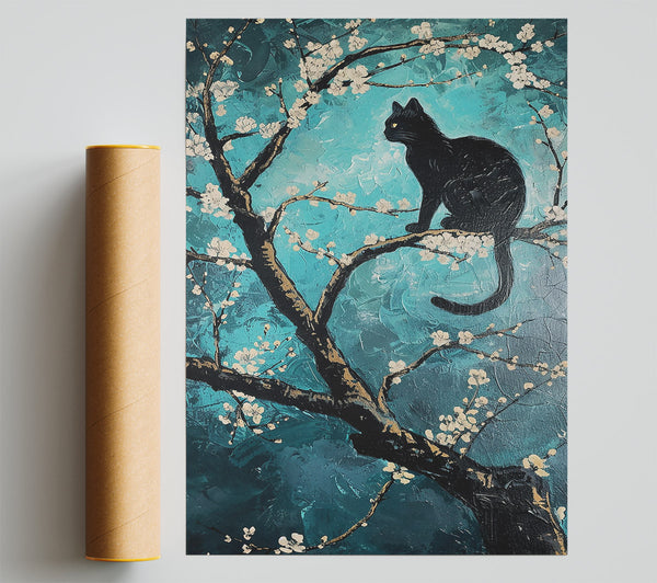 Teal Blossoms & Shadow Print