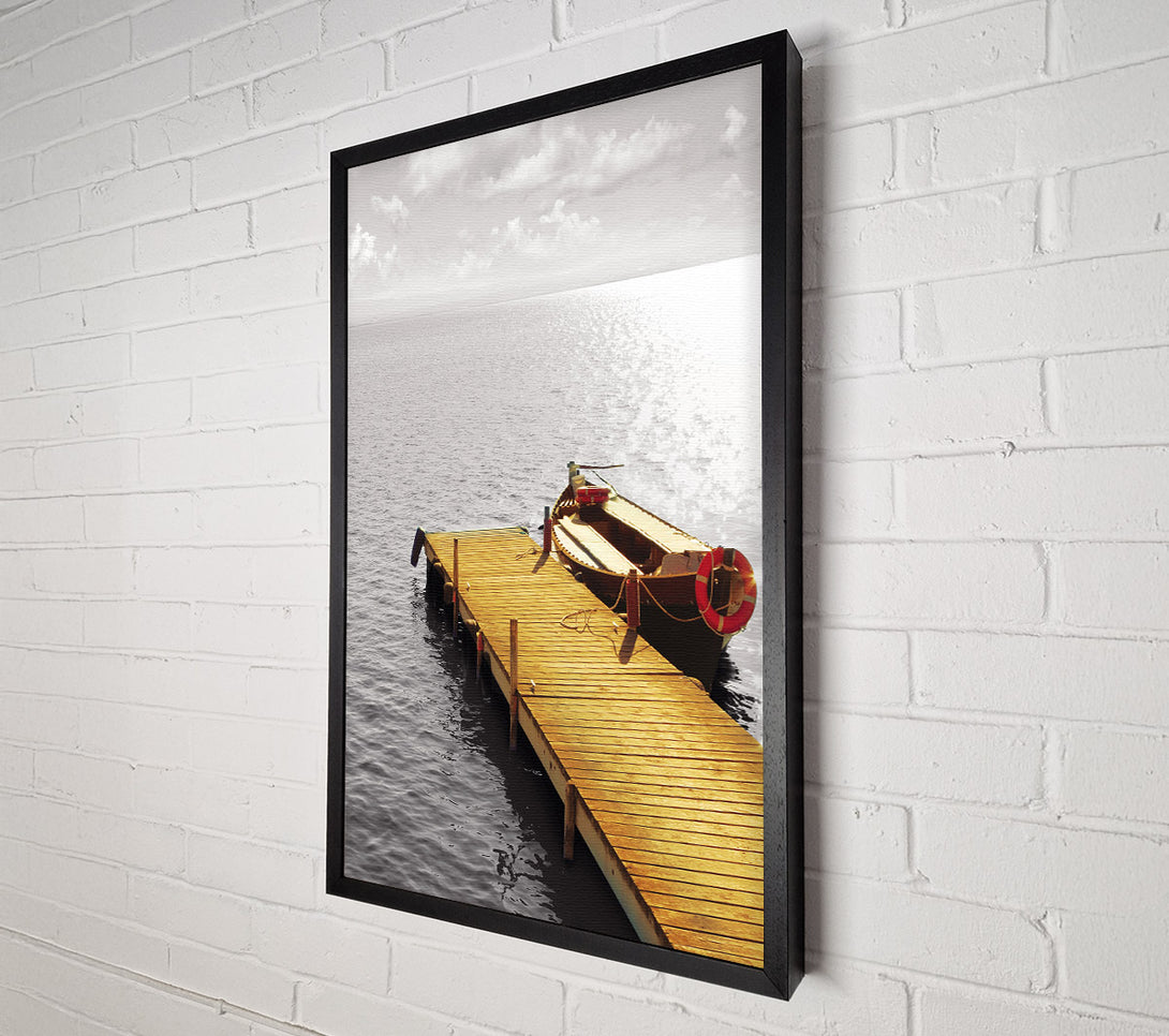  A Canvas Print of Boat By The Boardwalk Canvas Print