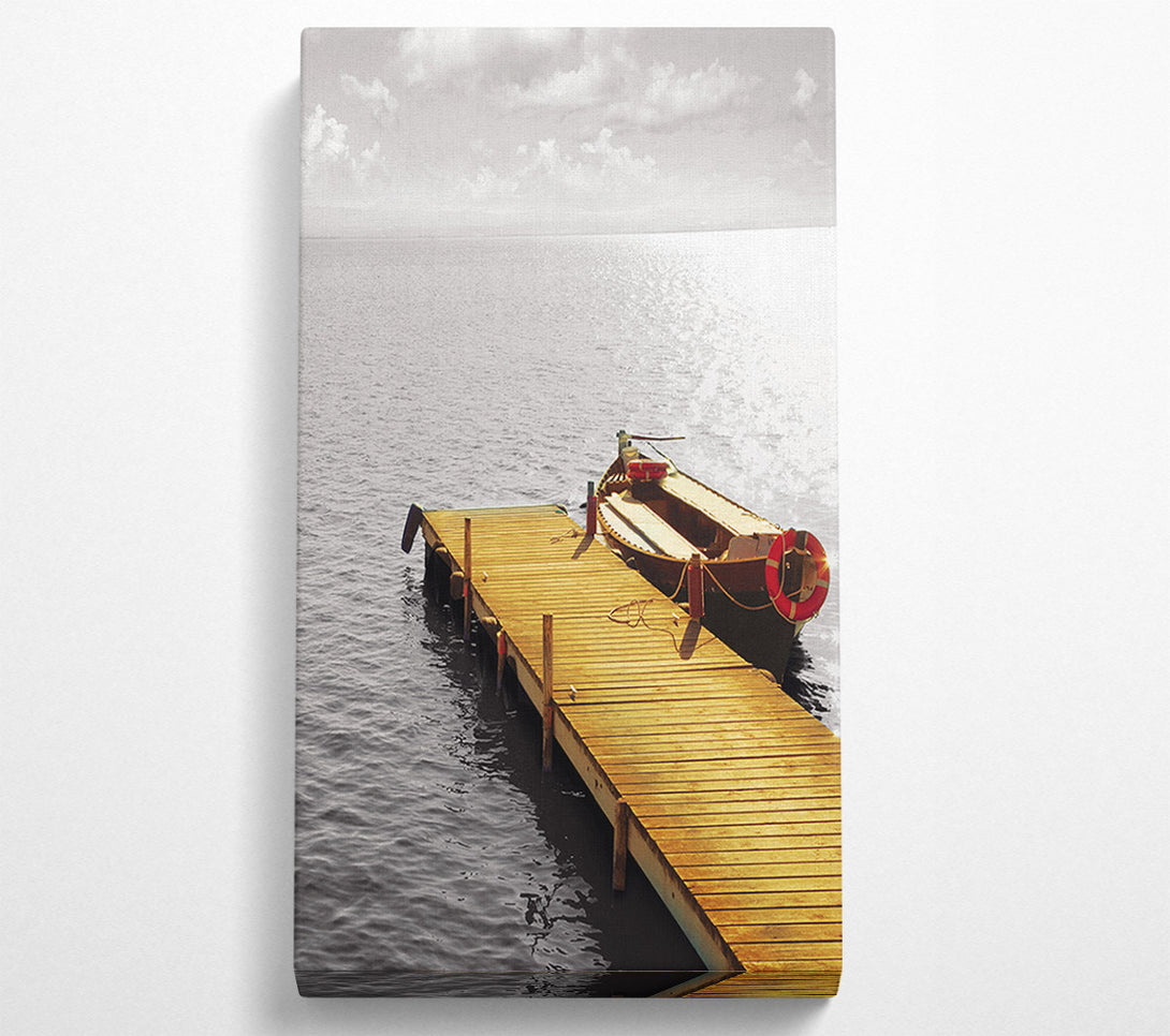  A Canvas Print of Boat By The Boardwalk Canvas Print
