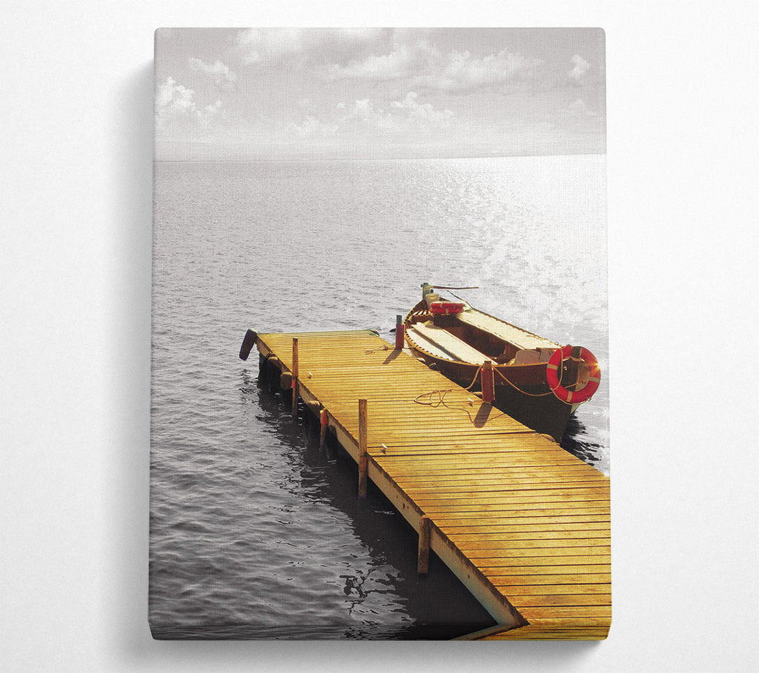  A Canvas Print of Boat By The Boardwalk Canvas Print