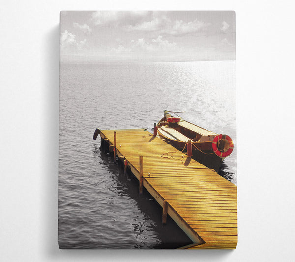  A Canvas Print of Boat By The Boardwalk Canvas Print
