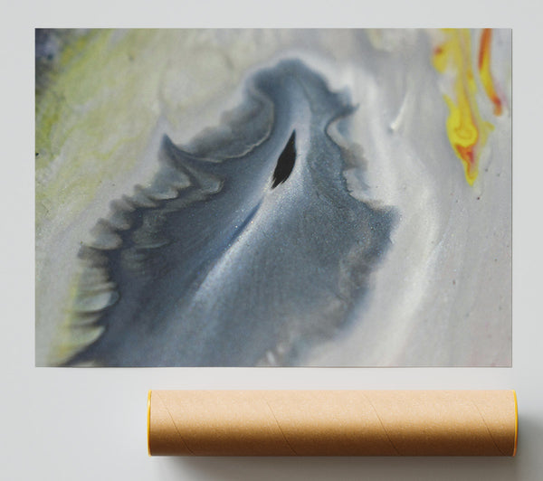 Silver Blue Swirl Print