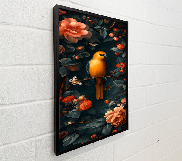 Orange Bird In Bloom