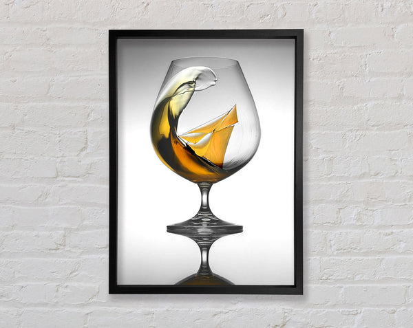 Boat In A Wine Glass Framed Print