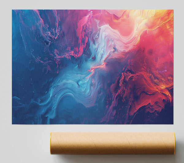 Crimson & Blue Swirls Giclee Print